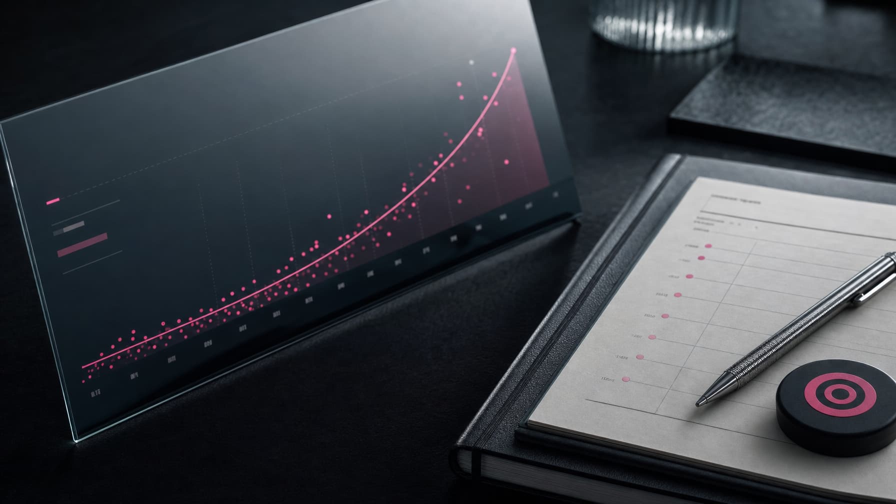 Coaching growth dashboard with an upward performance curve